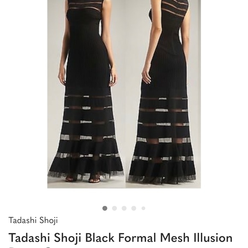 Tadashi Shoji Black Mesh Illusion Maxi Dress
